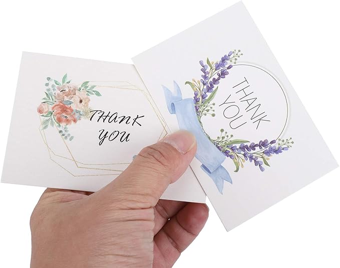 Pilipane Greeting Cards Blank Gift Paper 24Pcs Set with Envelopes and Stickers for Birthday Thank You Notes Holiday Gifts Crafting Writing Graffiti 7 x 10.5cm (thank you)