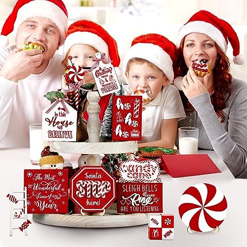 Mifoci 14 Pcs Christmas Candy Cane Tiered Tray Decor Xmas Table Decoration - Image 2