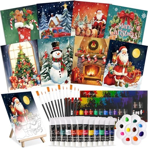 Cholemy 36 Pcs Paint and Sip Kit Gift for Adults 8''x10'',Christmas A by Cholemy