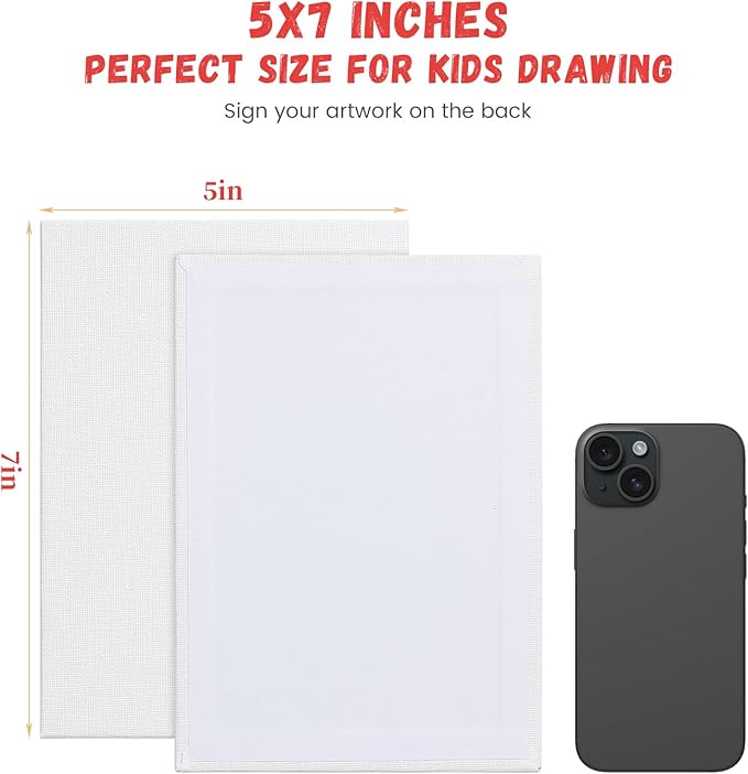 Simetufy 5x7inch 30 Pack Small Canvas Panels for Painting Mini Canvas Boards Primed Acid Free for Watercolor,Acrylic Paint