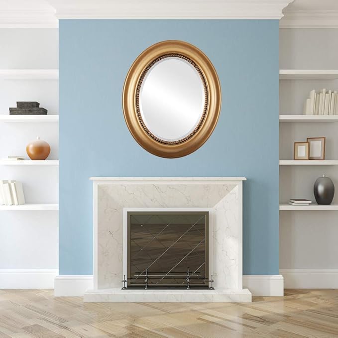 OVALCREST Oval Beveled Wall Mirror for Home Decor - Heritage Style - Desert Gold - 21x25 Outside Dimensions