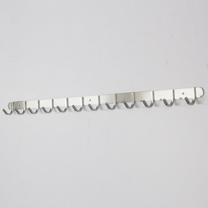 QT Home Decor Hook/Coat Rack with 12 Square Hooks-Modern Wall Mounted - Ultra Durable with Solid Steel Construction,Brushed Stainless Steel Finish,Super Easy Installation,Rust and Water Proof.