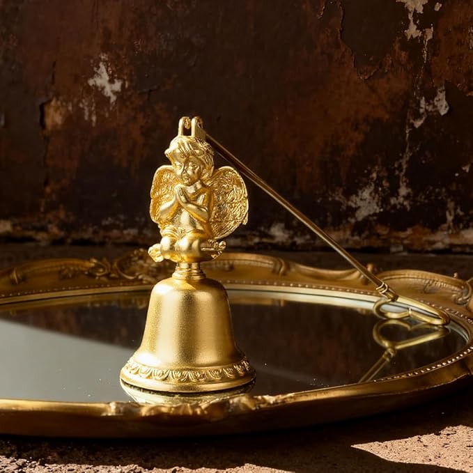 Golden Pray Angel Candle Snuffer, Sweetie Little Courier,Metal Candle Extinguisher with Praying Angel Design, Ideal for Home Daily Use & Gift (8cm x 19cm)