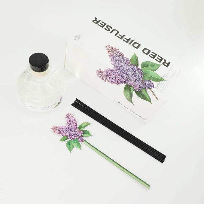 Reed Diffuser Set, Aroma Scented Diffuser with Sticks Home Fragrance Reed Diffuser for Bathroom Shelf Decor, Ideal Gift for Woman (9.85oz (280ml), Sandalwood Amber)