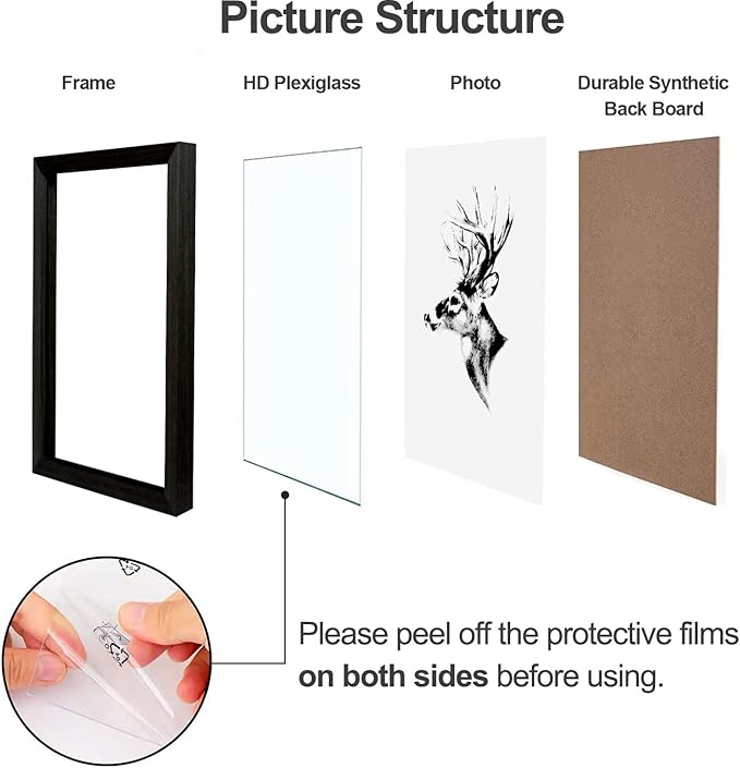 Yaetm 16x24 Poster Frame Black Set of 4, Solid Wood Frame 16 x 24 inches for Pictures, Posters & Art Prints, Wall Gallery for Horizontal and Vertical Wall Mount (4 pack, Anthracite Black)
