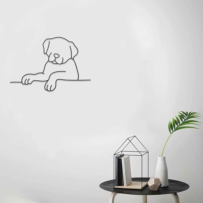Matani Metal Dog Wall Art | Minimalist Room & Living Room Wall Decor (Sleeping Labrador) (Peeking Dog)