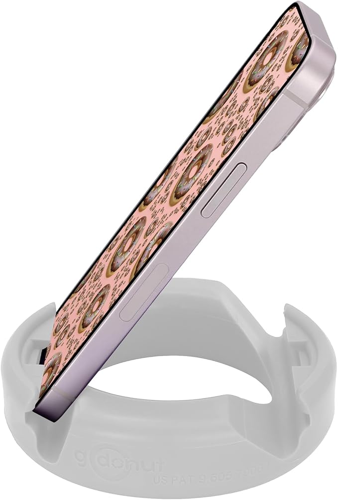 GoDonut – Phone Stand Original – Cell Phone Holder + Tablet Stand Desk Organizer – Compatible with Tablet, iPhone 17 16 15 14 Pro Max, Android & Most Smartphones - White