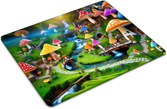 Square Mouse Pad Happy Mushroom,Gaming Mouse Pads for Desk,Soft Computer Waterproof Non-Slip Mouse Mat