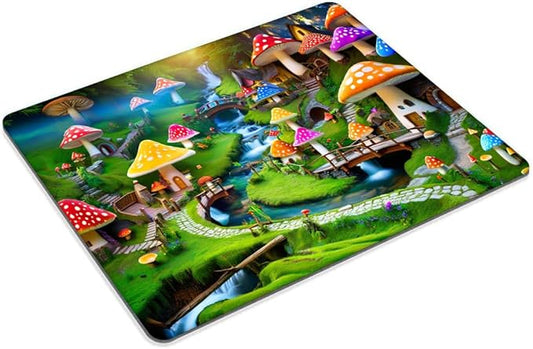 Square Mouse Pad Happy Mushroom,Gaming Mouse Pads for Desk,Soft Computer Waterproof Non-Slip Mouse Mat