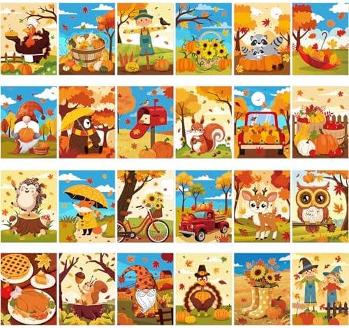 Sherr 24 Pcs Pre Drawn Canvas for Adult, Autumn, 8 x 10 Inch by Sherr