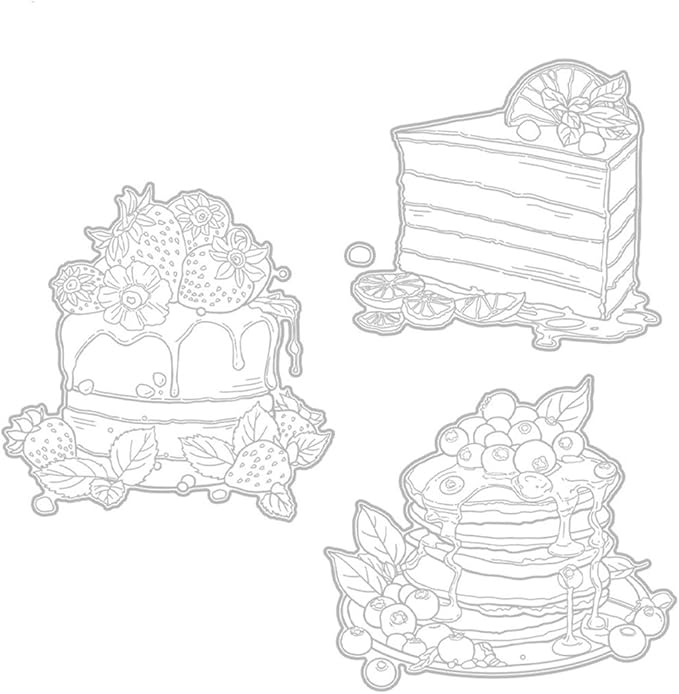 Blueberry Layer Cake Stamps and Cutting Dies for Card Making DIY Transparent Silicone Clear Stamp and Metal Die Cuts Sets for Scrapbooking Paper Greeting Cards Decor Seals Craft Supplies