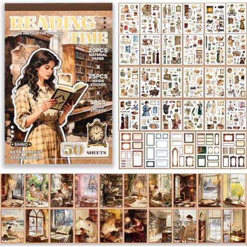 500PCS Washi Stickers Book for Journaling Supplies,Reading Scrapbook Paper by Lciyioc