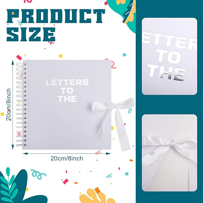 BINBE 8 x 8 Inch Letters to The Grad Scrapbook School Memory Book DIY Blank Paper Scrapbook Photo Album Book Sign with Pearl Stickers, Metallic Letters, Bows White