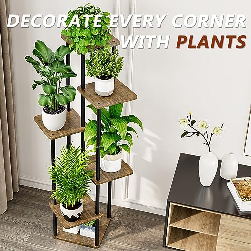 AZERPIAN 6 Tier Tall Plant Stand Indoor Corner Tiered Shelf Metal MDF Board - Image 5