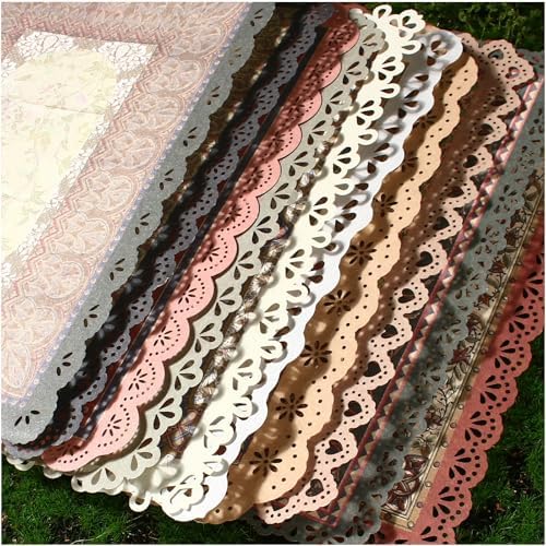 30 Sheets Lace Edged Vintage Scrapbook Paper, Assorted Set - 3 Pack Background Stationery Paper Ephemera for Junk Journaling Supplies, Scrapbooking, Collage, Letter Writing by Diuhofart
