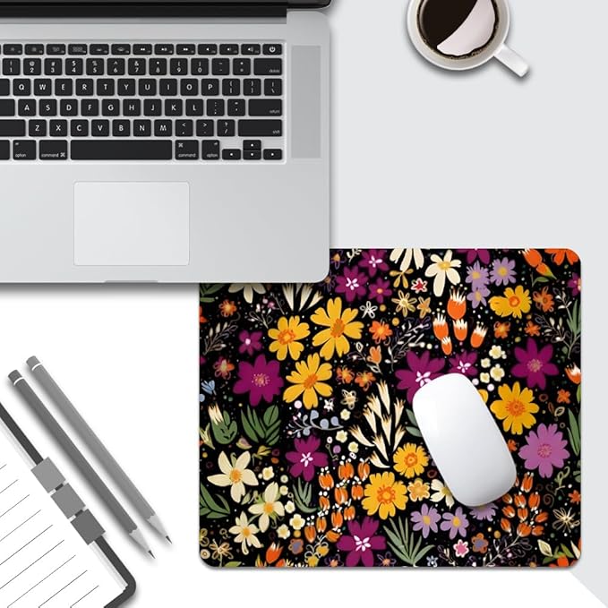 Falling for You Plum Floral Texture Mouse pad, Square Waterproof and Anti Slip Mouse pad for Office laptops