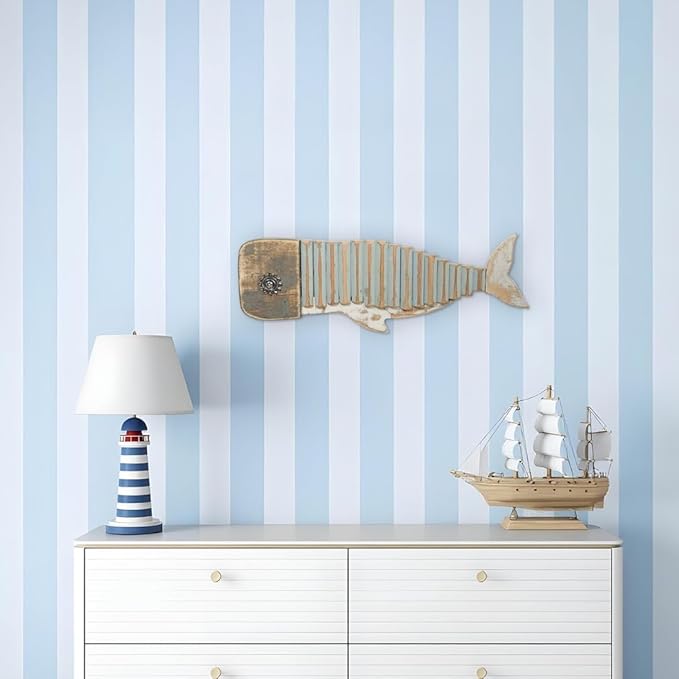 Mint Bucket Brands Driftwood Fish Nautical Wall Decor - 17" x 5.5" Handmade Wooden Rustic Coastal Wall Art for Living Room, Bedroom, Office, Bathroom - Ocean Beach Decoration (Wally)