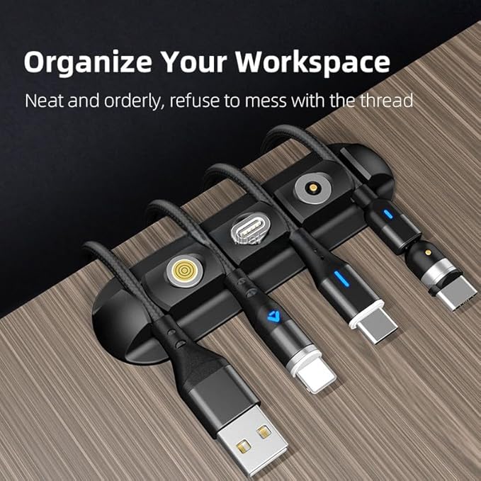 Cable & Clutter Free Organizer | Self-Adhesive Charging Data Cables USB Cords Management Desk Clip(Pack of 2)