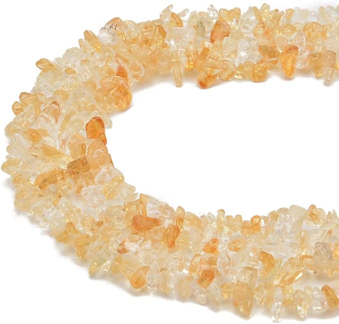 Gemstone Chips Natural Citrine 3-5mm Healing Crystals Waist Bracelets Necklace Kit Irregular Stone DIY Crafts Design Jewelry Making Approxi 32 inch