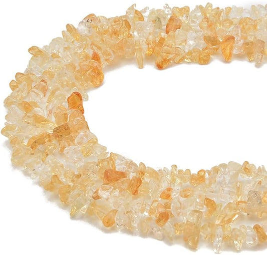 Gemstone Chips Natural Citrine 3-5mm Healing Crystals Waist Bracelets Necklace Kit Irregular Stone DIY Crafts Design Jewelry Making Approxi 32 inch