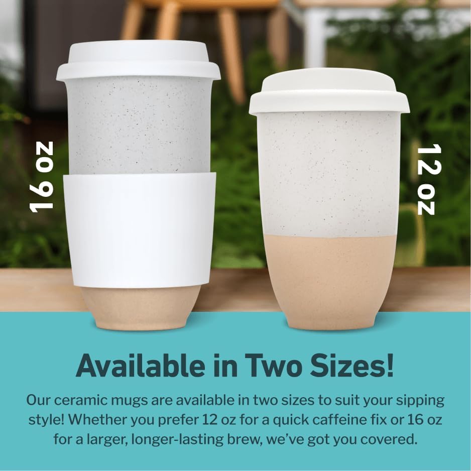 NOVA CERAMICS Travel Mug - Coffee Mug Travel – Microwave & Dishwasher Safe Coffee Clay Tumbler - Gifts For Women Men Him Her – 16oz – Dune - Image 5