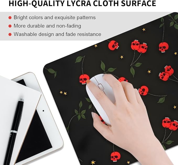 Sweet Revenge Cherry Skulls Texture Mouse pad, Square Waterproof and Anti Slip Mouse pad for Office laptops
