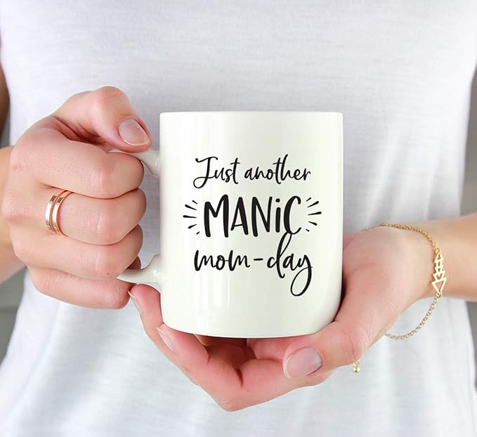 Andaz Press Mother's Day 11oz. Ceramic Coffee Tea Mug Gift for Mom, Just Another Manic Mom-Day, 1-Pack, Birthday Christmas Gift Ideas