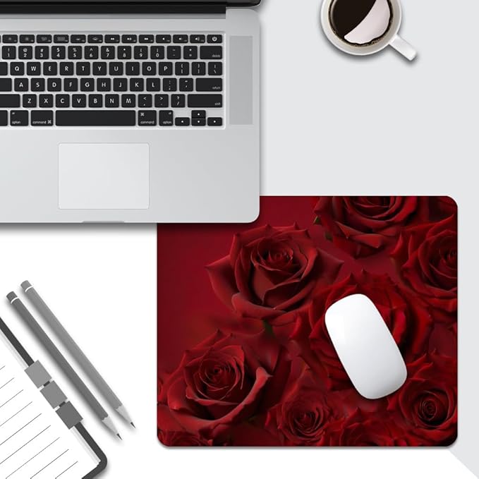 Red Rose Texture Mouse pad, Square Waterproof and Anti Slip Mouse pad for Office laptops