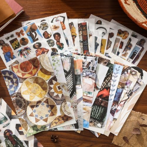 Black Women Sticker Book, 500+ Fashion Ladies and Clothes Shoes Bags Scrapbook Stickers for Junk Journals 20 A5 Scrapbook Papers, Retro Washi Sticker Book for Adults, Ephemera Scrapbooking Supplies - Image 5