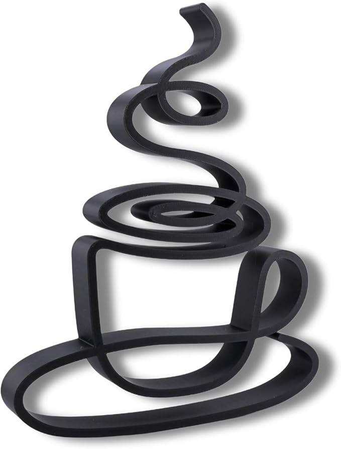 Nexus Box Coffee Sculpture – Minimalist Decorative Accent for Caffein Lovers & Modern Home Decor | Collectible Design (Abstract Coffee Cup Matte Black)