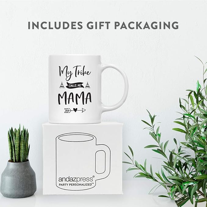 Andaz Press Mother's Day 11oz. Ceramic Coffee Tea Mug Gift for Mom, My Tribe Calls Me Mama, 1-Pack
