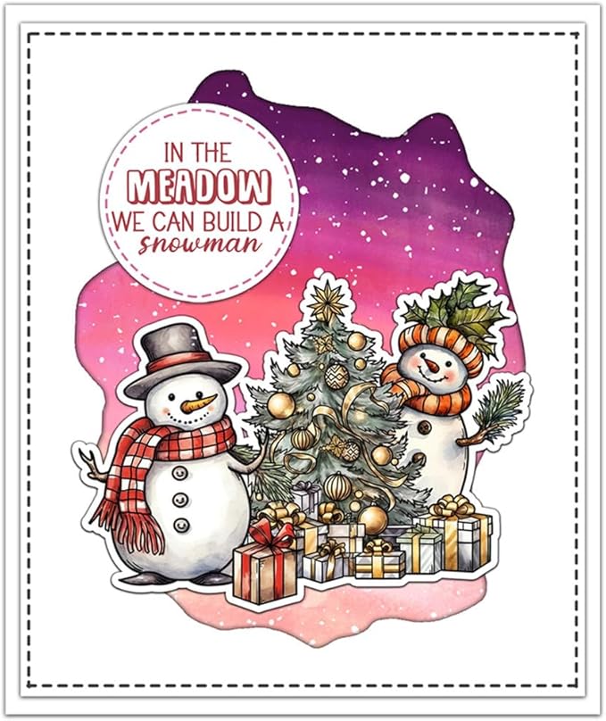Christmas Snowman Santa Box Stamps and Cutting Dies for Card Making DIY Transparent Silicone Clear Stamp and Metal Die Cuts Sets for Scrapbooking Paper Greeting Cards Decor Seals Craft Supplies