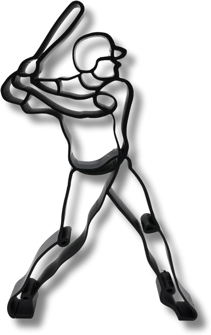 Nexus Box Baseball Sculpture – Minimalist Decorative Accent for Baseball Fans & Modern Home Decor | Collectible Sports Art Design (Baseball Batting Stance Matte Black)