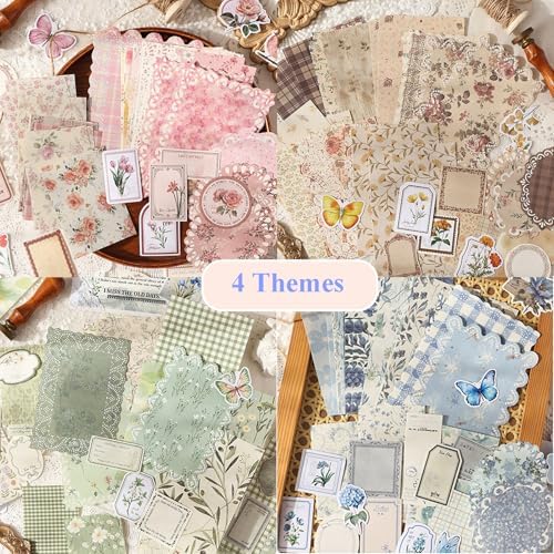 Triwin 400pcs Vintage Scrapbook Paper & Junk Journal Stickers - Image 2