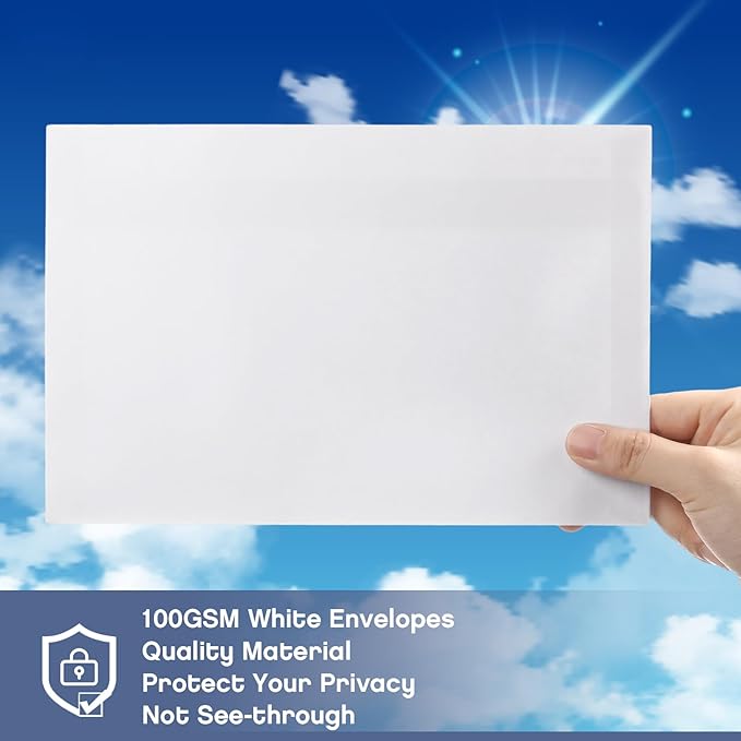 Fainne 800 Pcs White Envelopes Self Adhesive Printable Envelope Bulk for Invitation, Wedding, Baby Shower, Photography, Thank Note, Postcard, Greeting Card, Mailing, Graduation (A9 5.75 x 8.75 Inch)