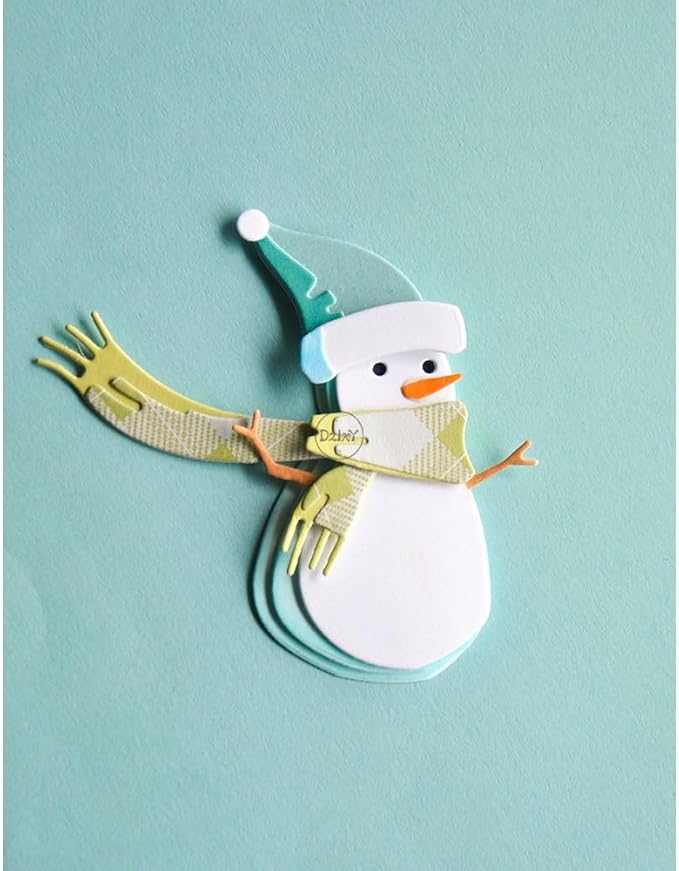 DzIxY Christmas Patchwork Snowman Scarf Metal Cutting Dies for Card Making Kit Embossing Paper Die Cuts Set Scrapbook Stencils Supplies Machine Templates
