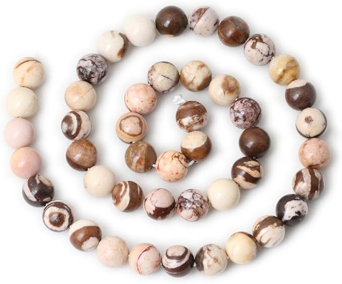 45PCS 8mm Natural Australian Zebra Gemstone Round Loose Beads Crystal Energy Stone for DIY Jewelry Making 1 Strand 15"