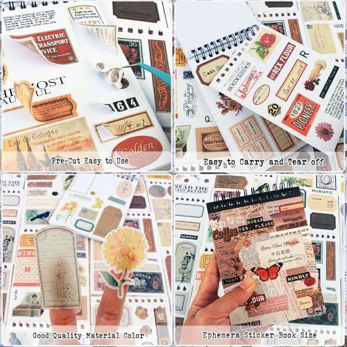 532PCS Vintage Stickers for Scrapbooking, 50 Sheets Precut Washi Stickers Book for Journaling, Scrap Book Ephemera for Junk Journal Supplies, Scrapbooking, Bujo, Collage, Crafts Arts - Image 4