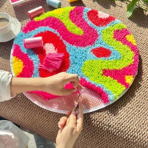 MeoobkCraft Latch Hook Kit for Adults, Abstract Latch Hook Rug Kit, Colorful DIY Craft for Beginners, Home Decor 19.7x19.7in - Image 3
