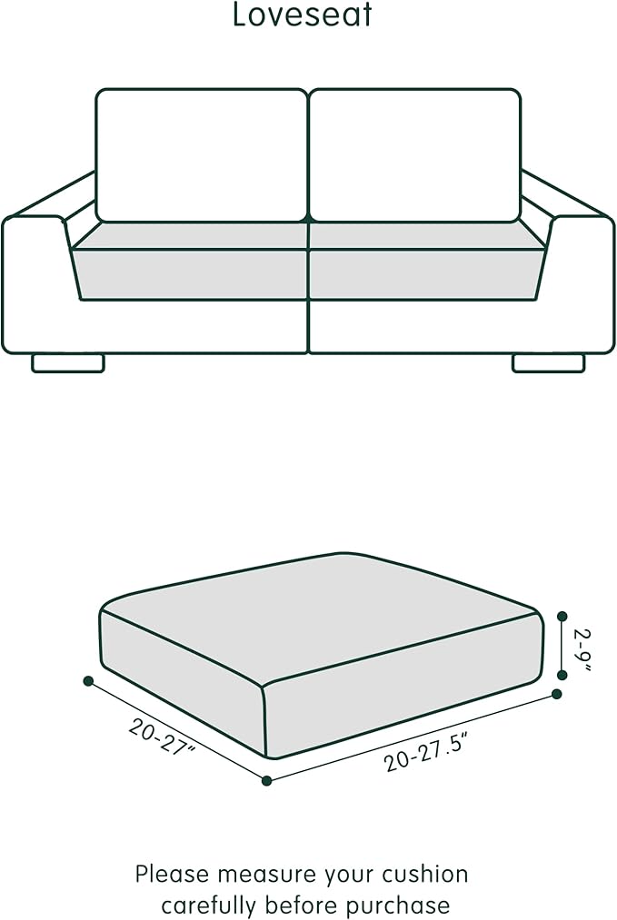 CHUN YI 2Piece Stretch Couch Cushion Covers, Sofa Seat Slipcovers for Pets, Suitable for Armchair Loveseat Sofa with Spandex Jacquard Washable Fabric (2Piece,Denim Blue)
