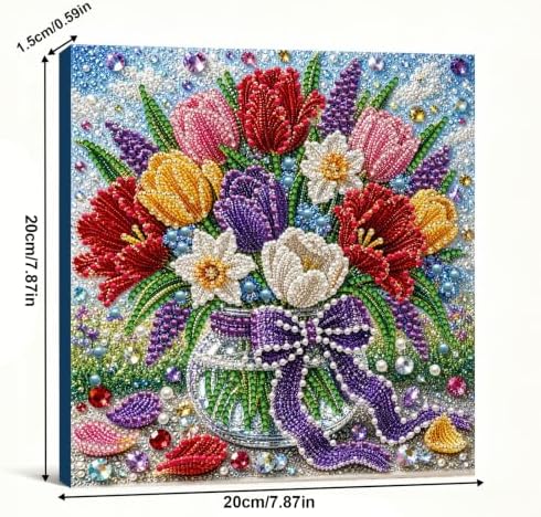 DIY Pearl Painting Kit for Adults, Tulip Flower Gem Art with Wood Frame, 20x20cm Pearl Diamond Craft, Floral Wall Decor Gift for Women, Beginners Relaxing Hobby Kit - Image 4