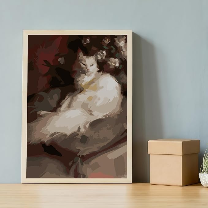 Mosaflare Paint by Numbers for Adults Beginner, Lazy Cat Adult Paint by Number Kits on Canvas, DIY Acrylic Oil Easy Painting by Numbers for Home Wall Decor 12X16 inch (Without Frame)