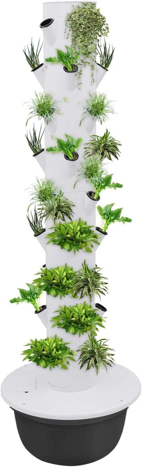Indoor Hydroponics Growing System Kit with 36 Holes, 9-Tier Vertical Garden Tower with Submersible Pump & Timer, 7.93 Gallon Water Tank for Plant Herbs, Vegetables, Lettuce, Strawberries