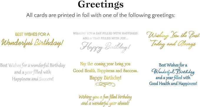 The Gallery Collection - Birthday Cards Assortment Box (35 Cards), Foil & Embossing (Birthday Formal)