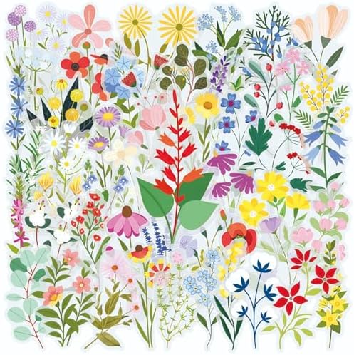50PCS Transparent Flora Scrapbook Stickers, Flower-F - Image 2