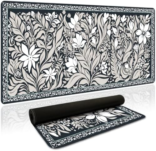 Dark Vintage Botanical Desk Mat, 35.4 x 15.7 Inch XXL Mouse Pad by HUADO