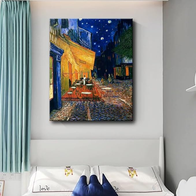 msspart Vincent Van Gogh Canvas Wall Art Cafe Terrace At Night Painting Classic Artwork Picture Print for Home Decor 24"x36"