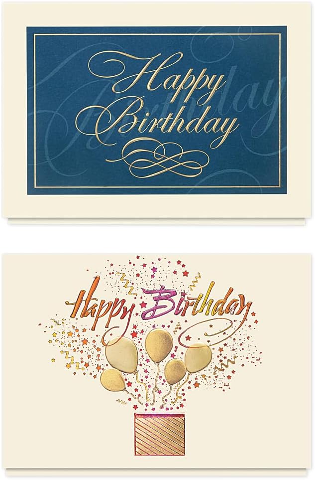 The Gallery Collection - Birthday Cards Assortment Box (35 Cards), Foil & Embossing (Birthday Formal)