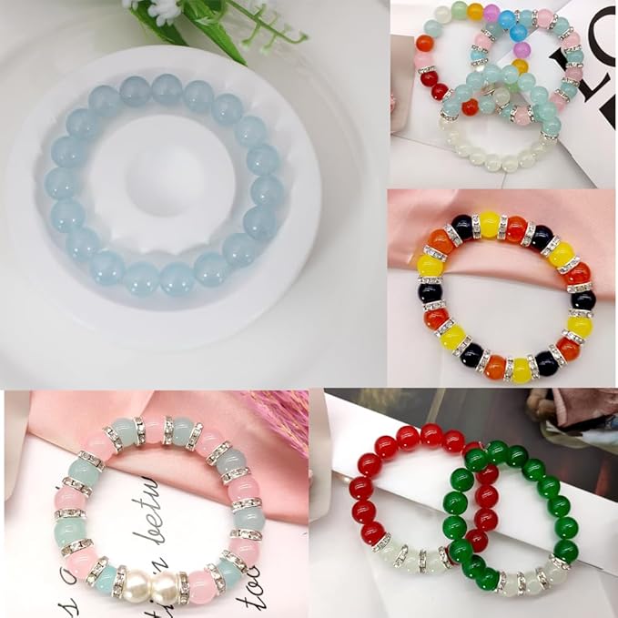 Pamir Tong 626PCS 10mm Glass Beads Jewelry Making Beads Imitative Jade Beads Bracelet Round Space Loose Beads for Earring, Necklaces-Adult Craft Supplies