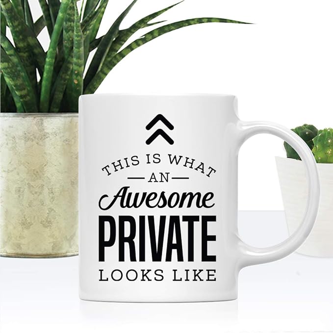 Andaz Press 11oz. Ceramic Coffee Tea Mug Thank You Gift, This is What an Awesome Private Looks Like, 1-Pack, Birthday Christmas Gift Ideas Coworker Him Her, Includes Gift Box